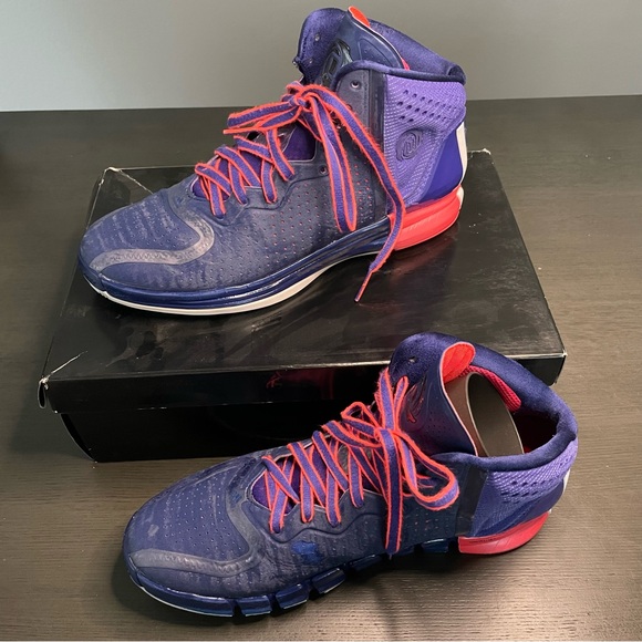 Adidas Rose 4 Night Blue White-Blast Purple Men's Size 12 Basketball Shoe - Picture 2 of 10